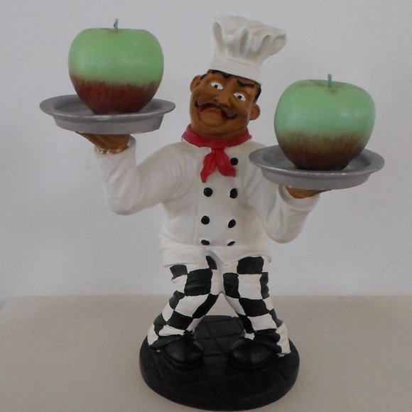 Chef with Silver Platters Sculpture - Picture 1 of 11